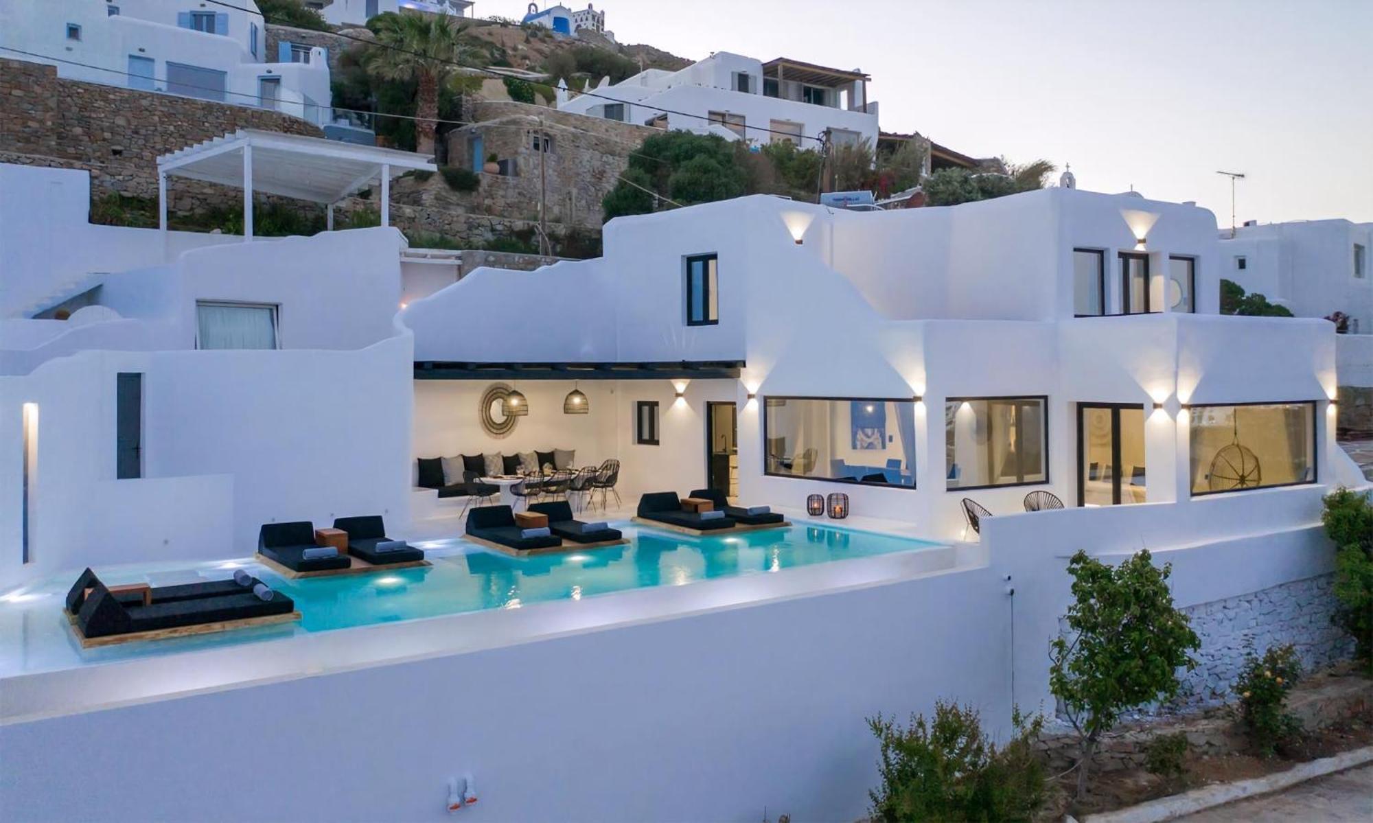 Magnificent Mykonos Rikei 5 Bedrooms Unique Aegean Sea Views Private Infinity Pool Outdoor Jacuzzi Psarou Villa
