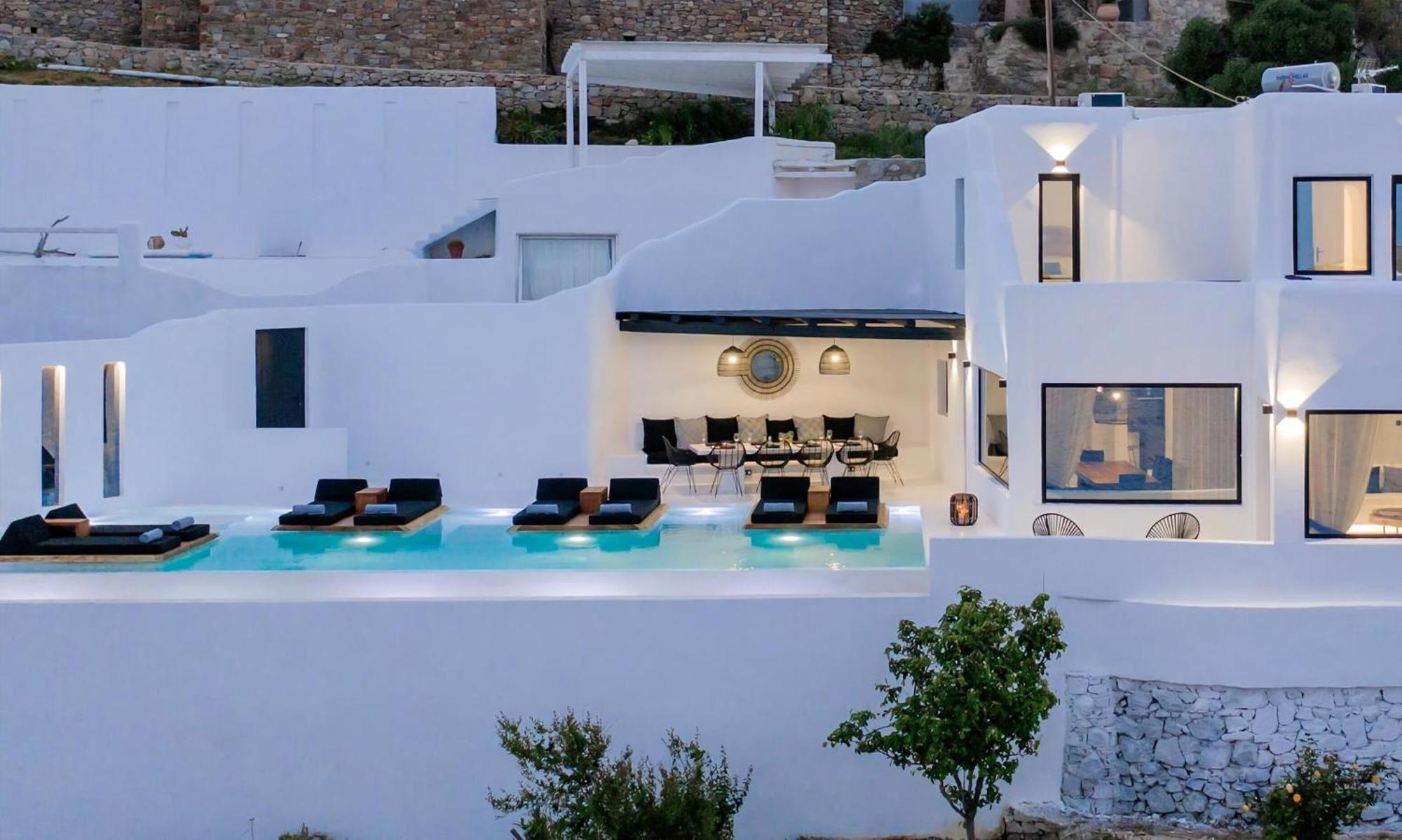 Magnificent Mykonos Rikei 5 Bedrooms Unique Aegean Sea Views Private Infinity Pool Outdoor Jacuzzi Psarou Psarrou