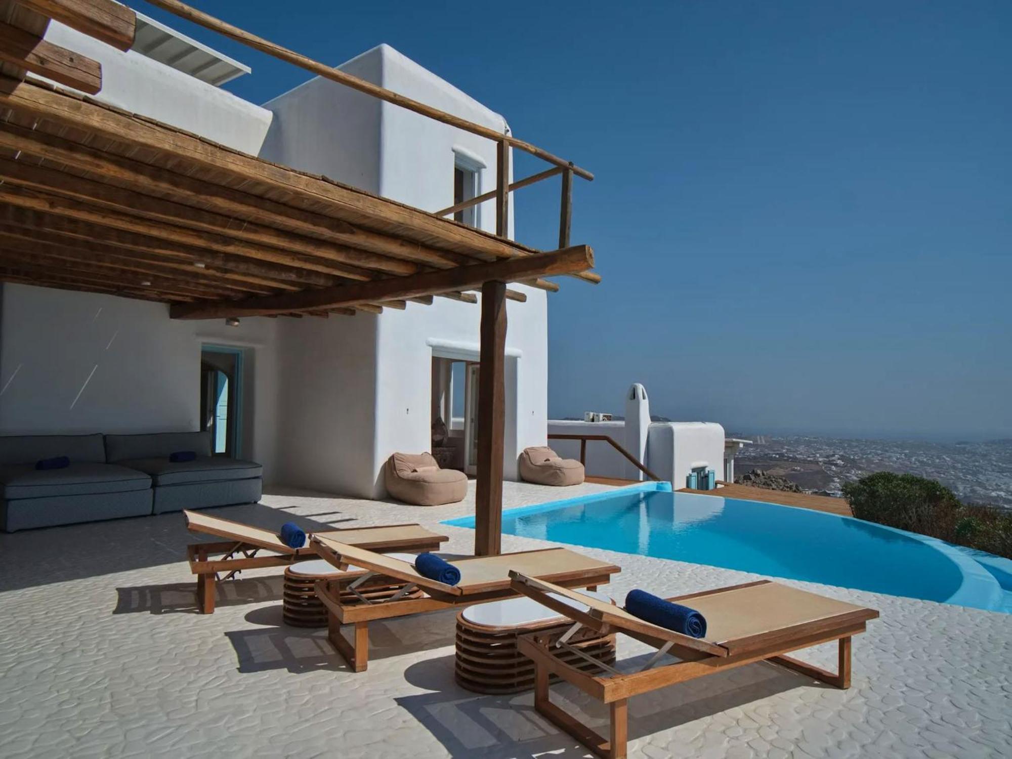 Villa Super Deluxe Mykonos Celestial Vista 11 Bedrooms 2 Private Infinity Pools Helipad Kastro