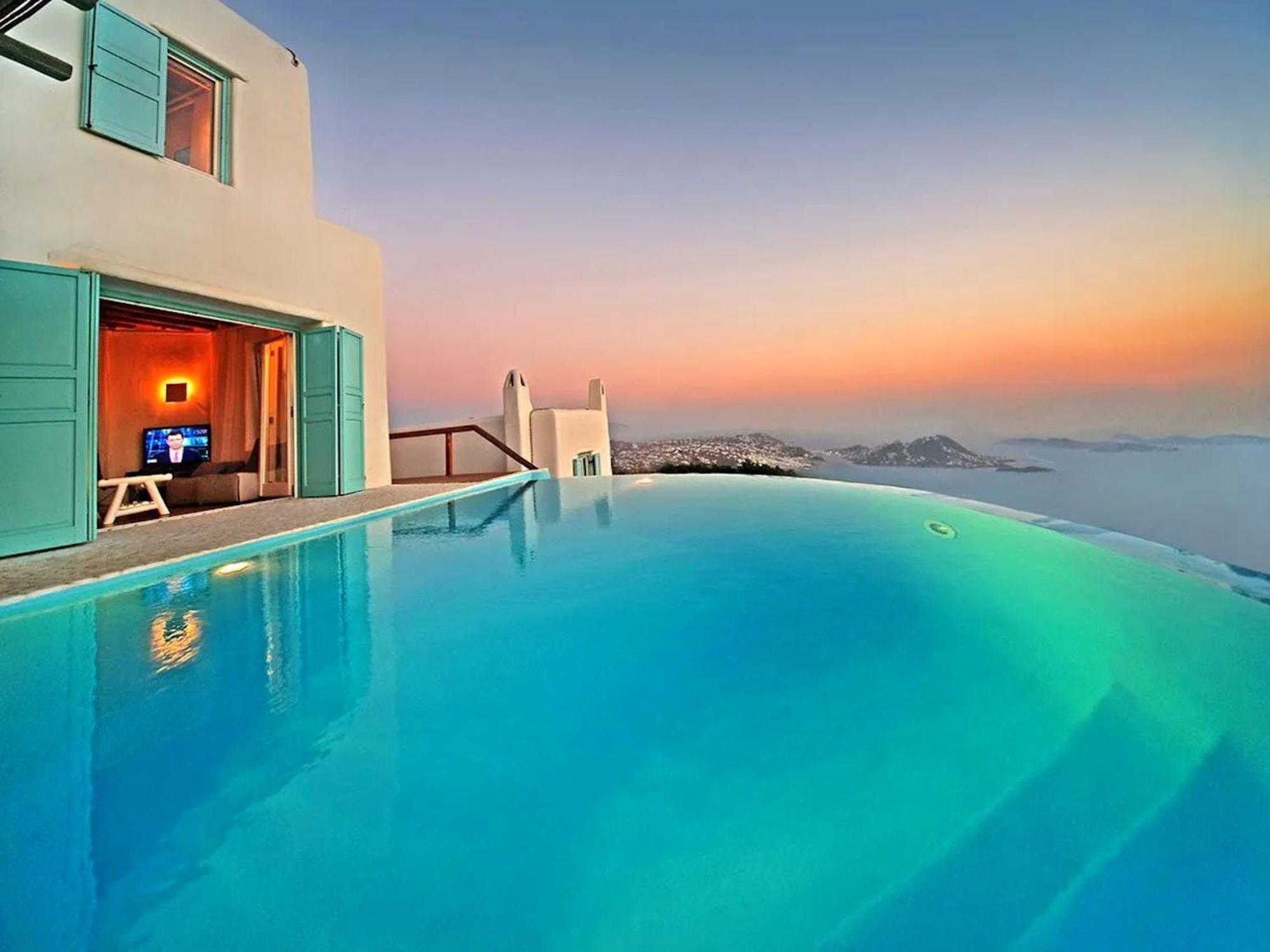 Super Deluxe Mykonos Celestial Vista 11 Bedrooms 2 Private Infinity Pools Helipad Kastro