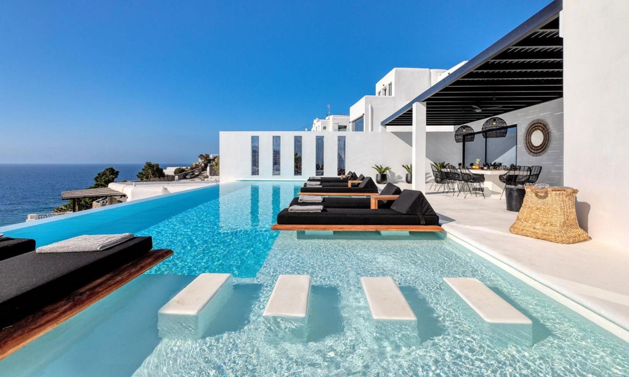Dazzling Mykonos Lvellie 6 Bedrooms Unique Aegean Sea Views Private Infinity Pool Two Private Jacuzzis Psarou